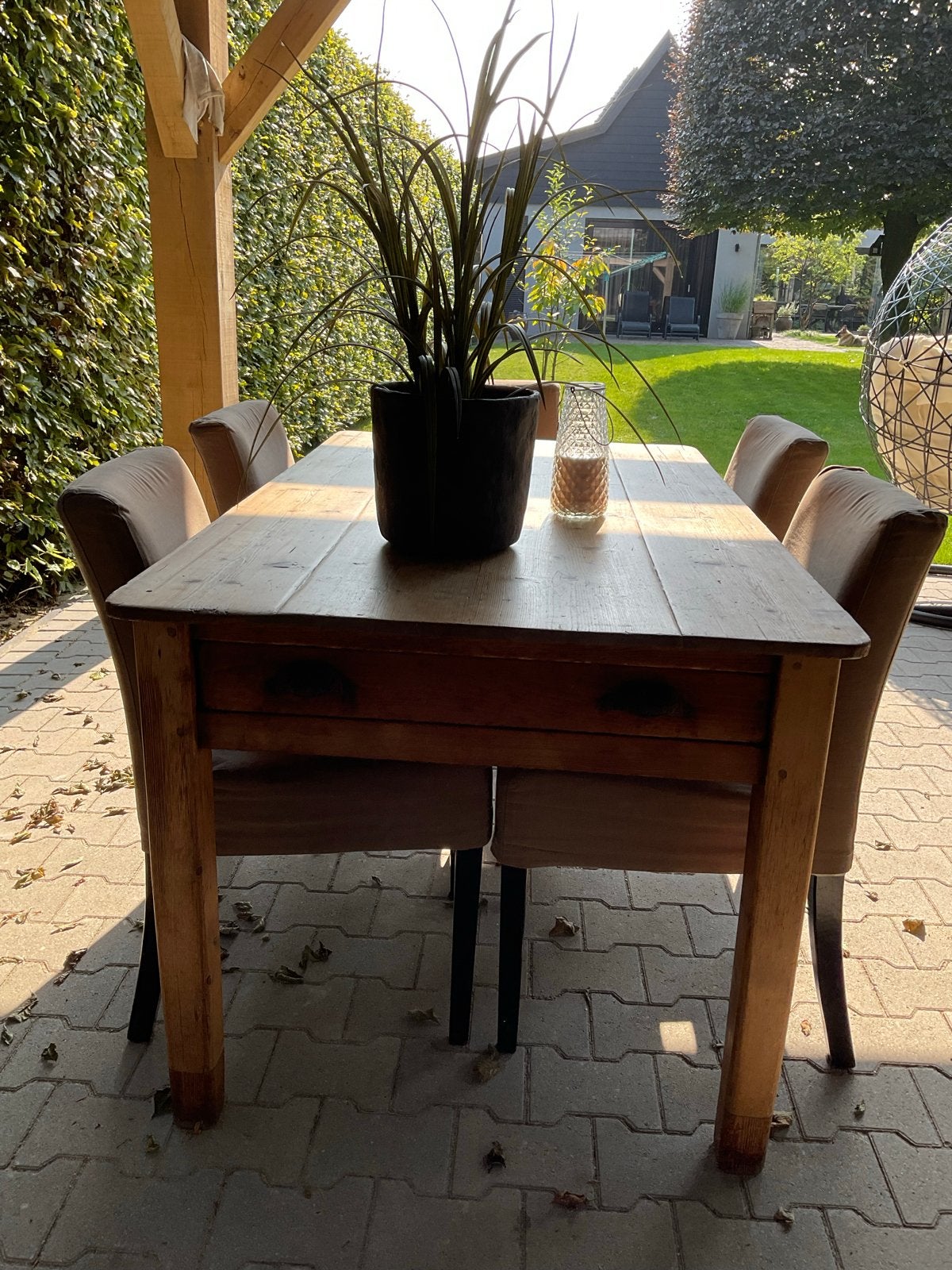 Mooie grenen landelijke tafel met 2 laden, Ophalen