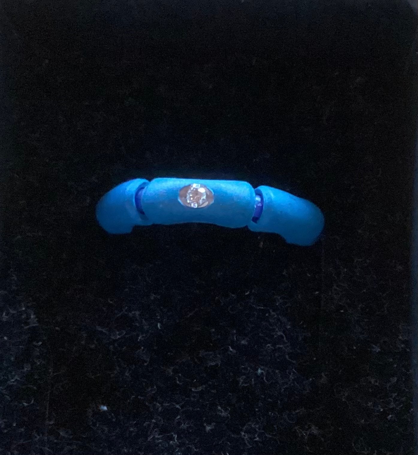 Duepunti Bamboe Silicone Ring met Diamant - Blauw, Overige materialen, Blauw, Nieuw, Ophalen of Verzenden