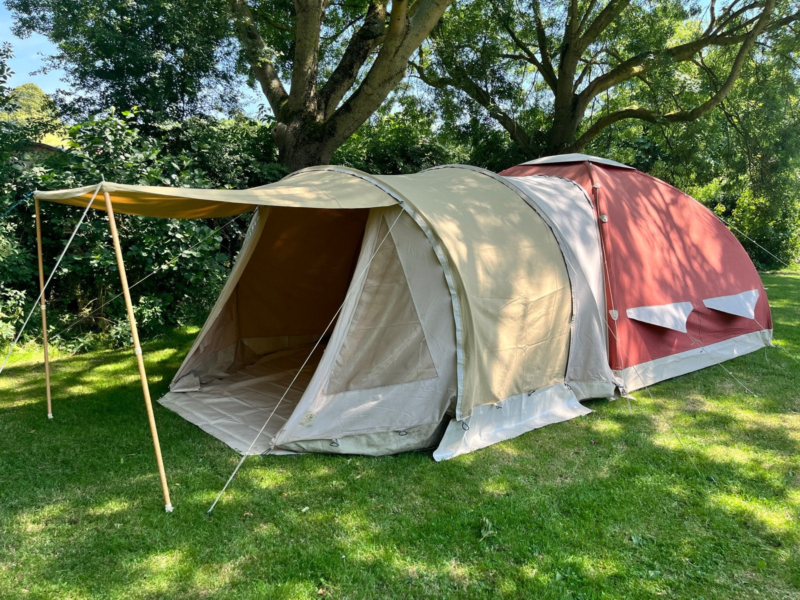 Koepeltent Karsten 350 + Uitbouw, Caravans en Kamperen, Ophalen, Gebruikt, Tot en met 5