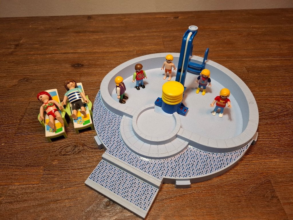 Zwembad Playmobil met ligstoelen, Ophalen of Verzenden, Gebruikt, Complete set