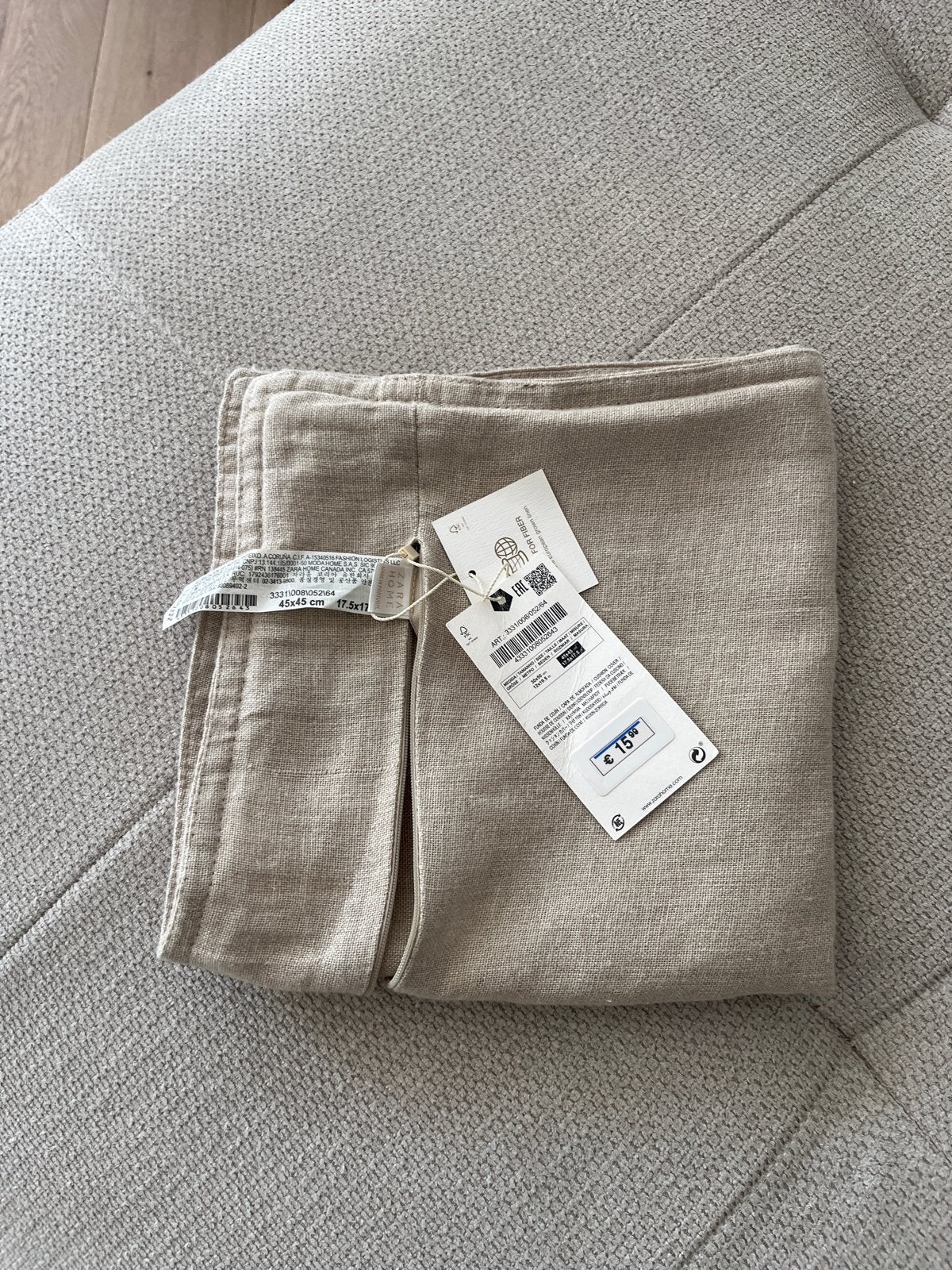 Zara Home linnen kussenhoes 45x45 - Nieuw met kaartje, Huis en Inrichting, Linnen, Nieuw, Ophalen of Verzenden, Tafelloper