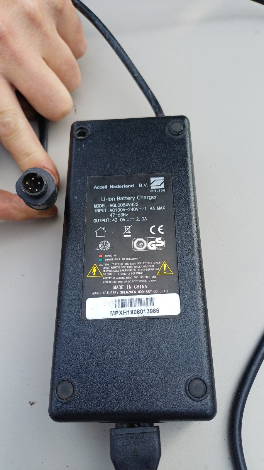 Oplader Sparta E-motion / Accell Phylion Li-ion 42V 2A, Fietsen en Brommers