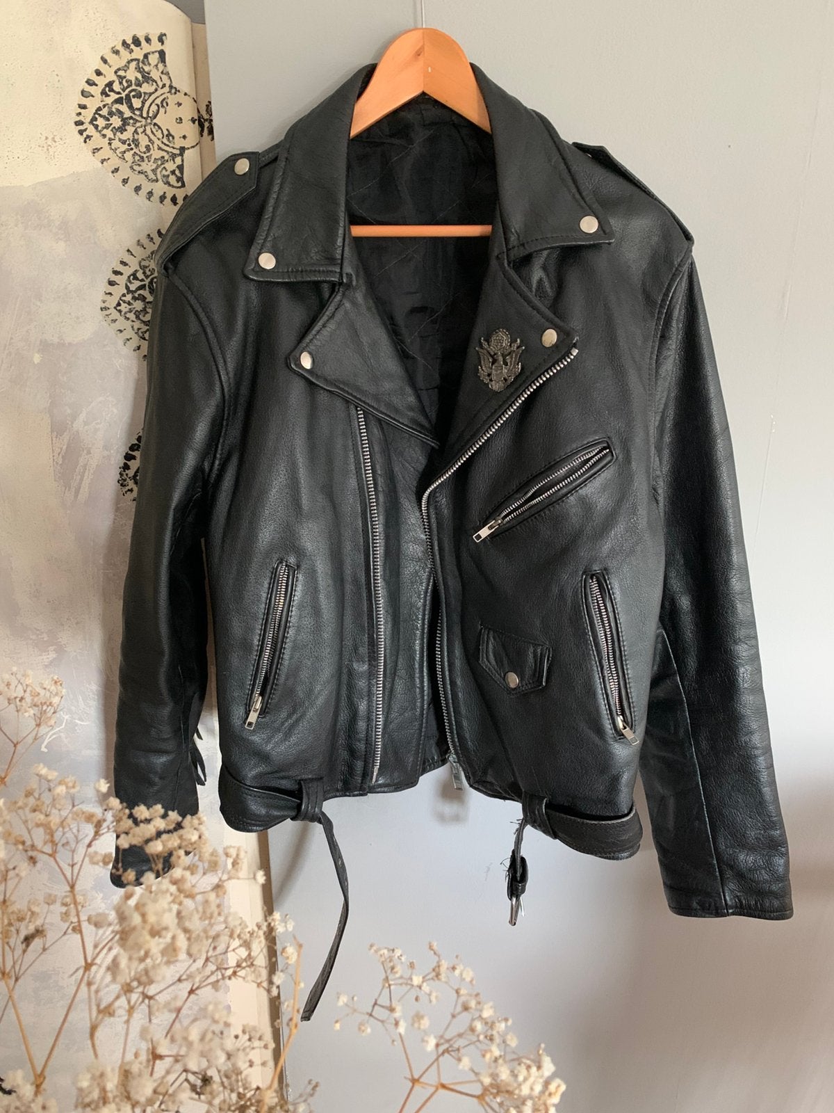 Vintage bikerjack franjes L fringe jacket bomberjack, Maat 52/54 (L), -, Zwart, Ophalen of Verzenden