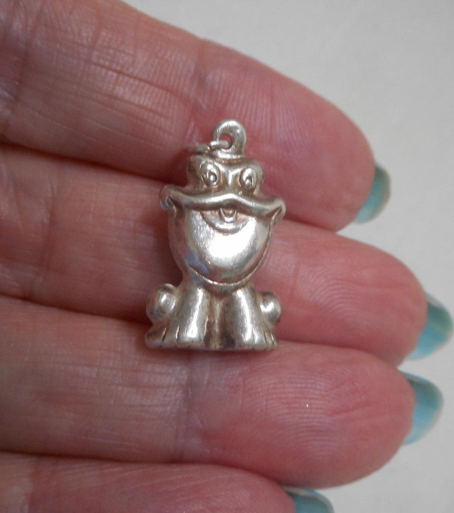 Zilveren vintage bedel kikker nr.491, Overige merken, Verzenden, Zo goed als nieuw, 1 bedel