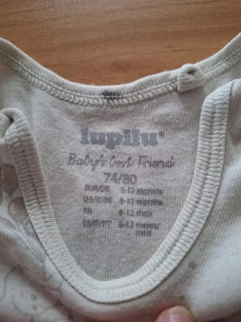Beige romper met olifantjes maat 74-80 h, Nacht- of Onderkleding, Jongetje of Meisje, Lupilu, Onbekend