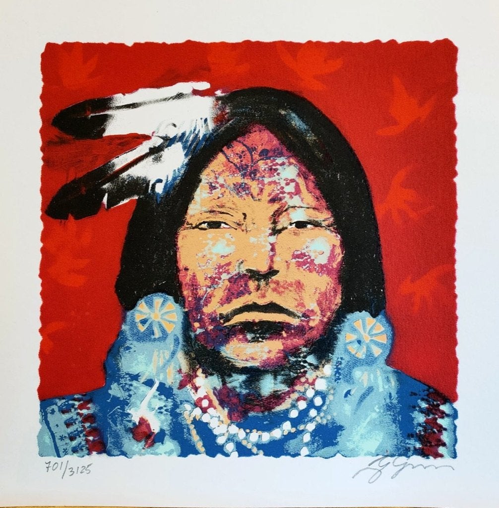 RED INDIAN - Espen Hagen - slecht 39 euro, Antiek en Kunst, Papier/karton, Ophalen of Verzenden, Echtheidscertificaat, Figuren