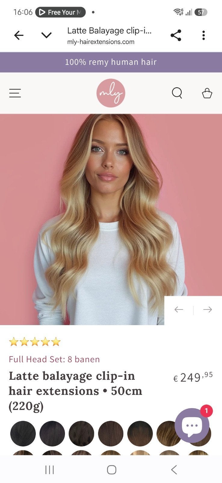Latte Balayage Hairextensions 220 gram 50cm- Nieuwstaat, Ophalen of Verzenden, Nieuw, Pruik of Haarverlenging