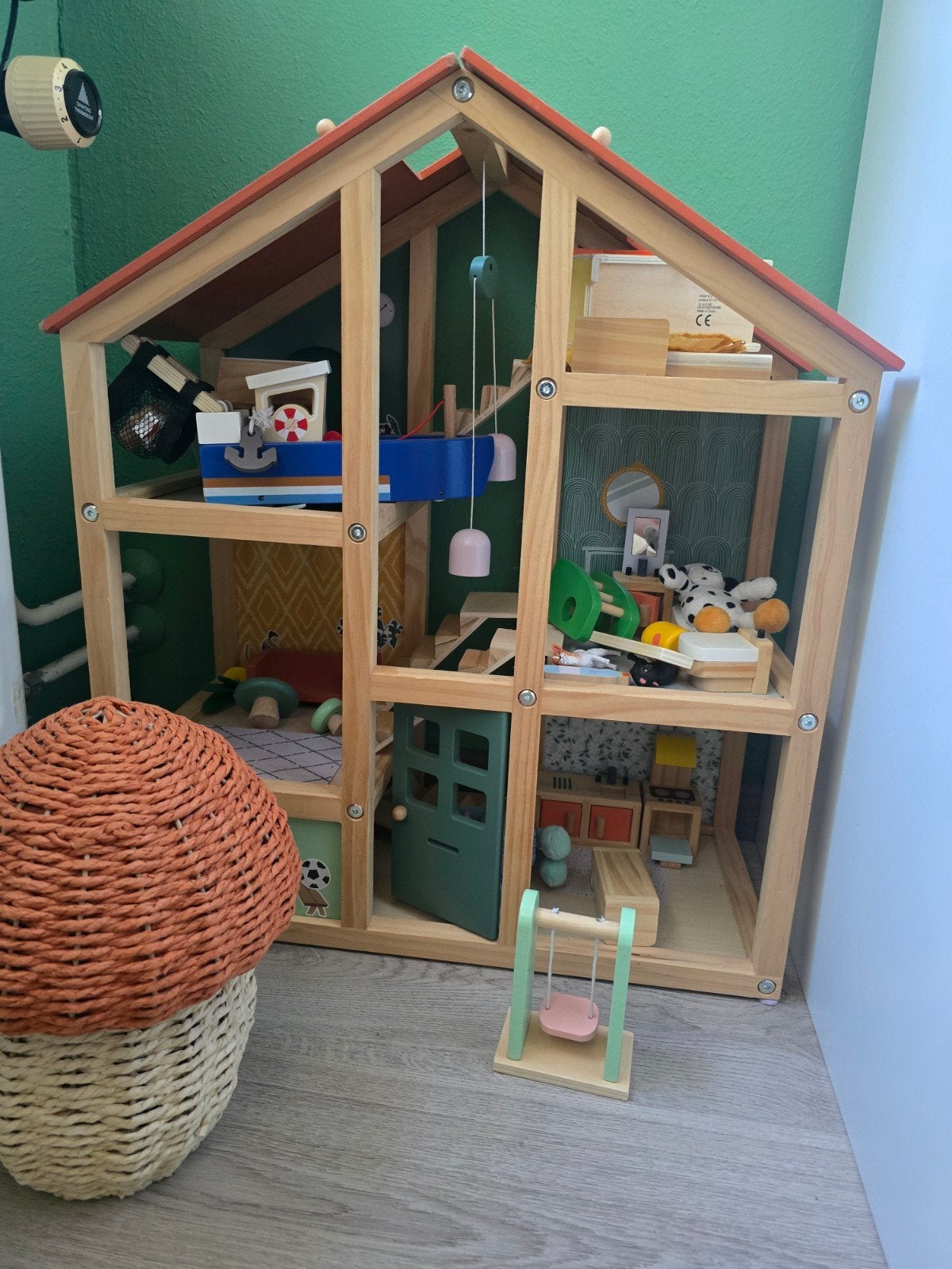 Hema Poppenhuis met Meubeltjes, Kinderen en Baby's, Ophalen, Gebruikt, Poppenhuis