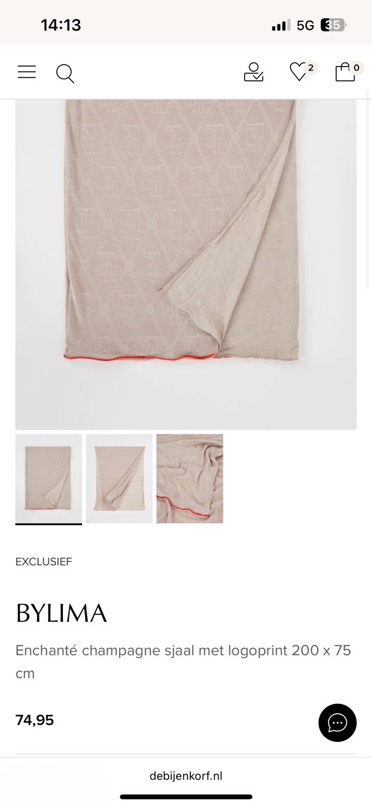 Bylima enchante champagne kleur zgan, Kleding | Dames, Ophalen of Verzenden, Zo goed als nieuw, Sjaal