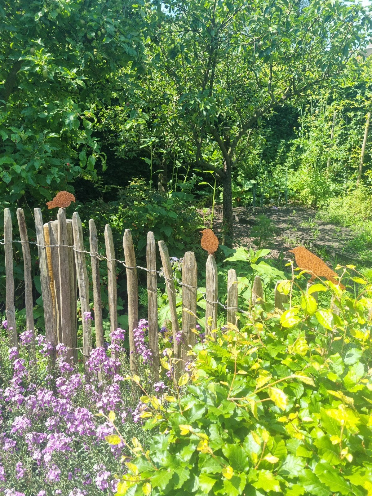 4 Vogels Tuindecoratie - Roestbruin, Ophalen of Verzenden