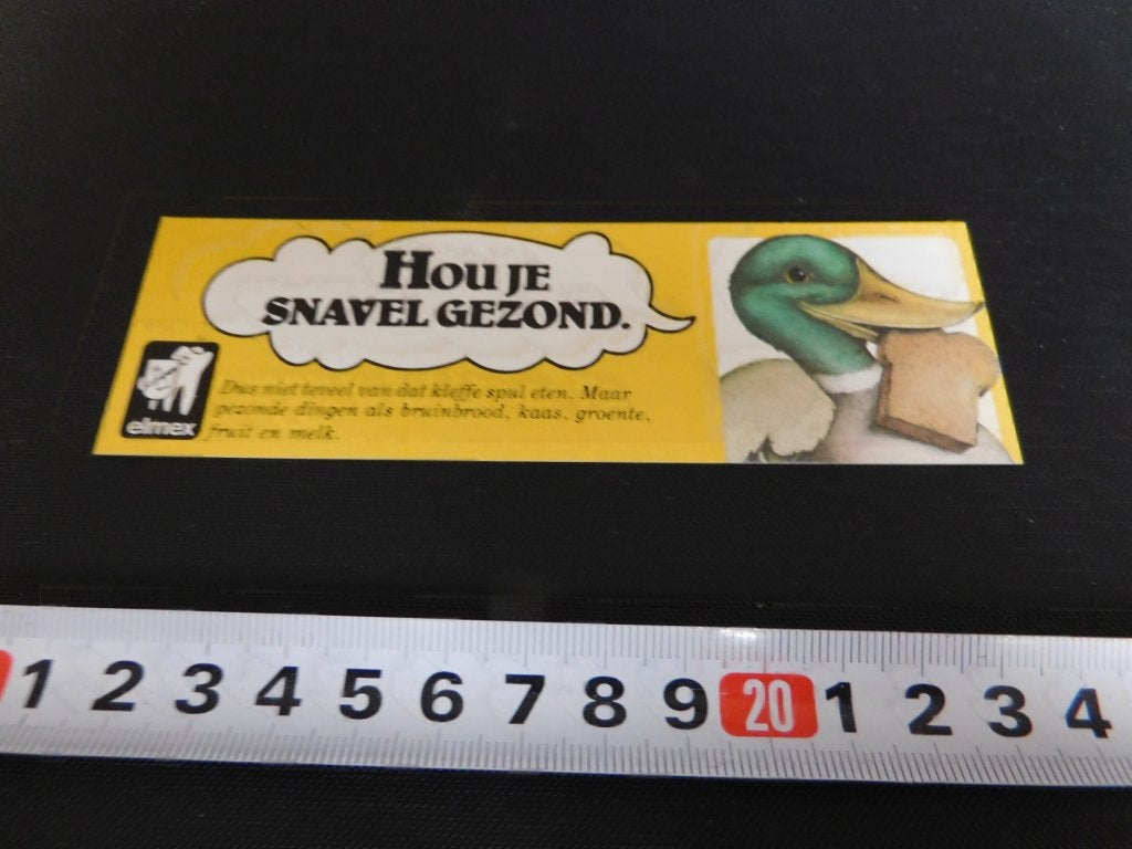 sticker elmex tandpasta eend hou je snavel gezond, Verzamelen, Ophalen, Zo goed als nieuw