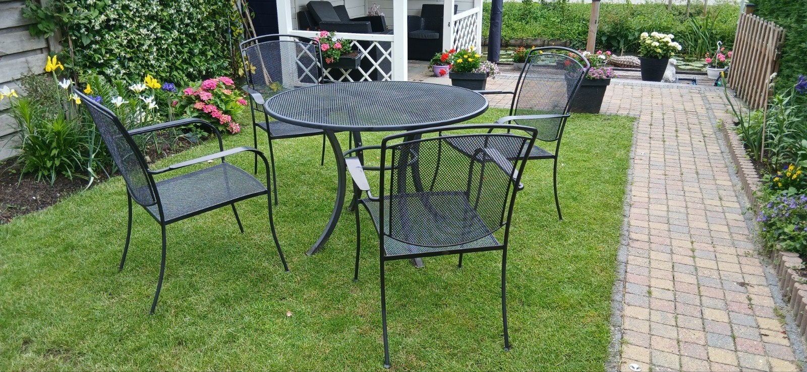 Tuinset stapelbaar strekmetaal Royal Garden antracietgrijs., Gebruikt, Ophalen of Verzenden, Tuinset, Eettafel
