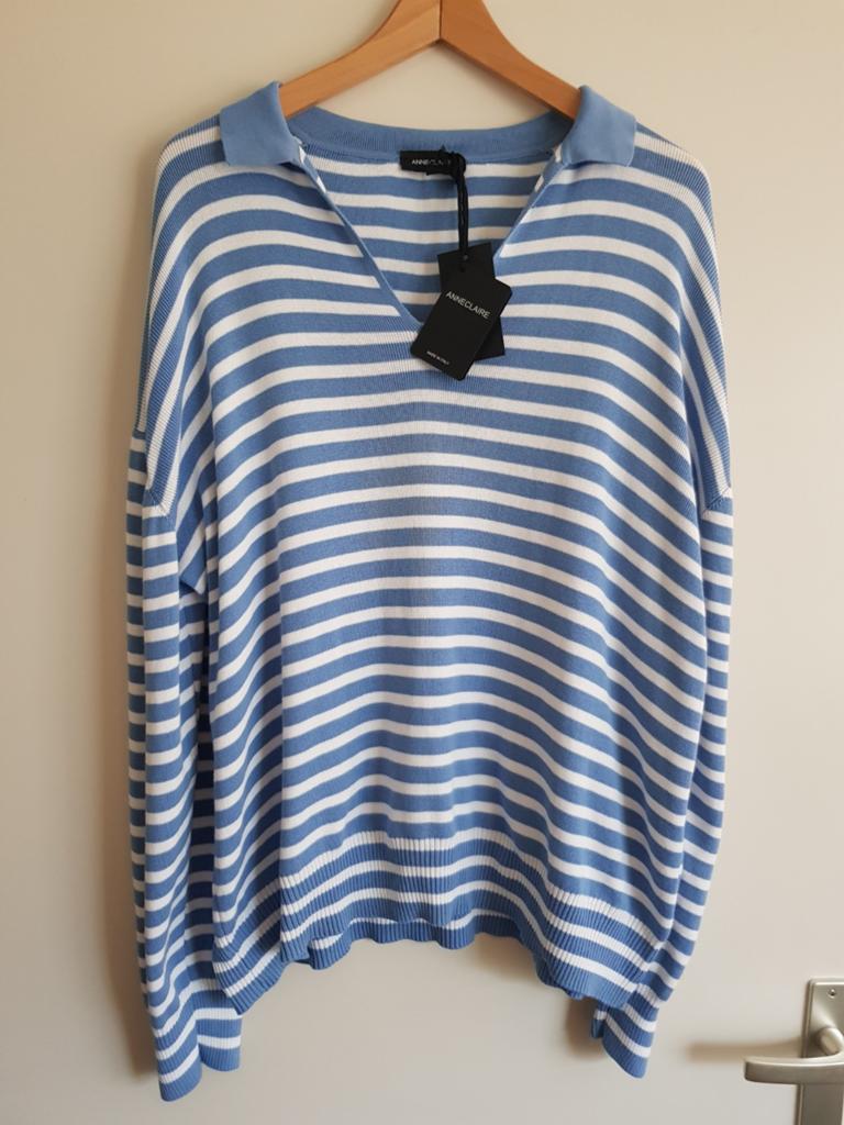 Anneclaire blauw wit gestreepte katoenen trui maat 42 NIEUW, Kleding | Dames, Truien en Vesten, Blauw, Maat 42/44 (L), Nieuw, Ophalen of Verzenden