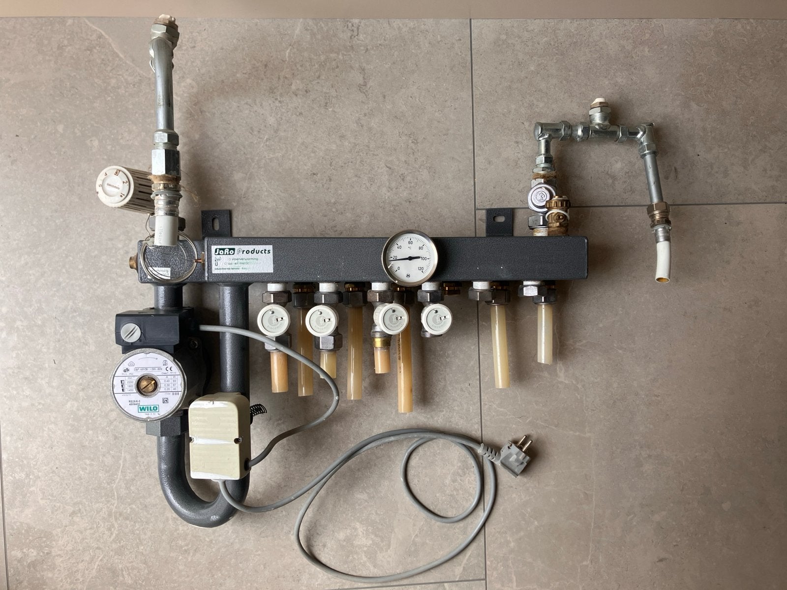 Vloerverwarmingsverdeler Jaro Products & Wilo RS25/6-3 pomp, Ophalen, 30 tot 80 cm, Gebruikt, Overige typen