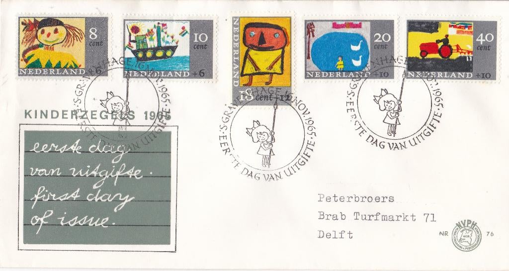 Nederland FDC E76 – Kinderzegels – NVPH 849-853, Verzenden, Beschreven, Nederland