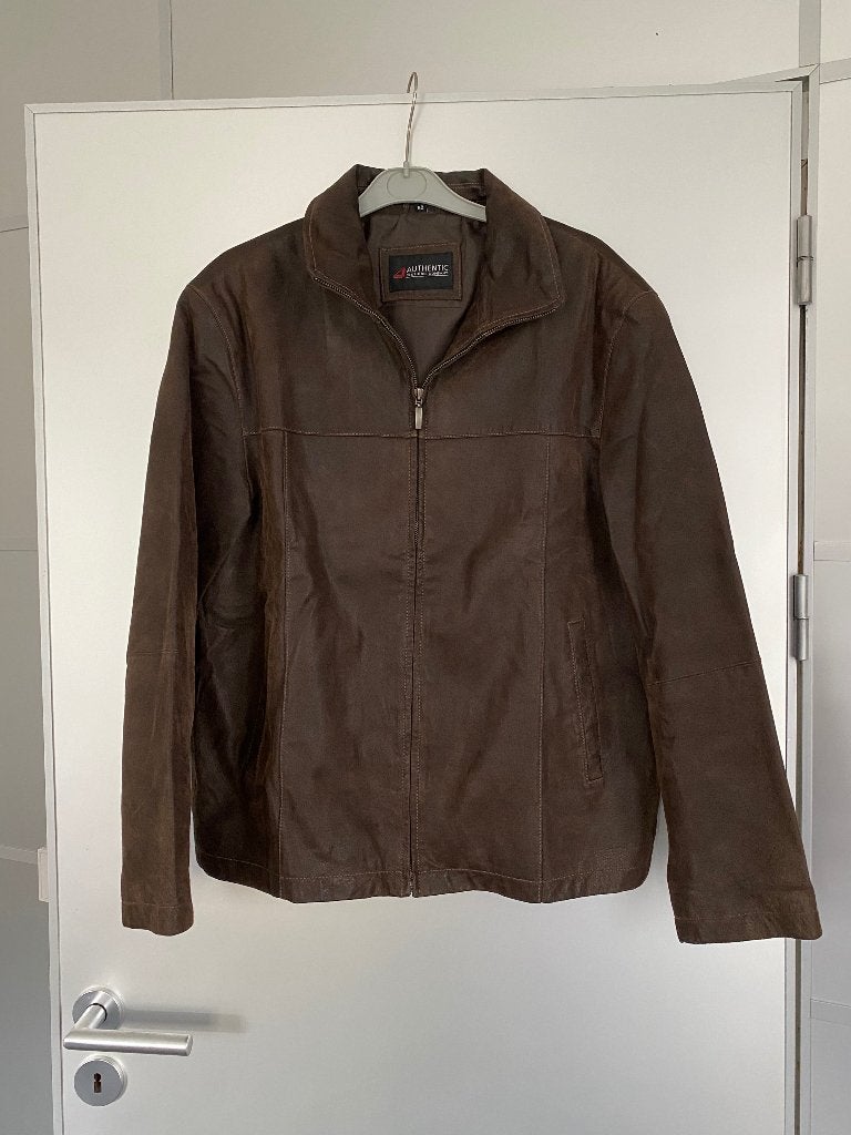 E691 Echt leren jas maat 52=L jack tussenjas leer bruin, Bruin, Ophalen of Verzenden, Zo goed als nieuw, Authentic