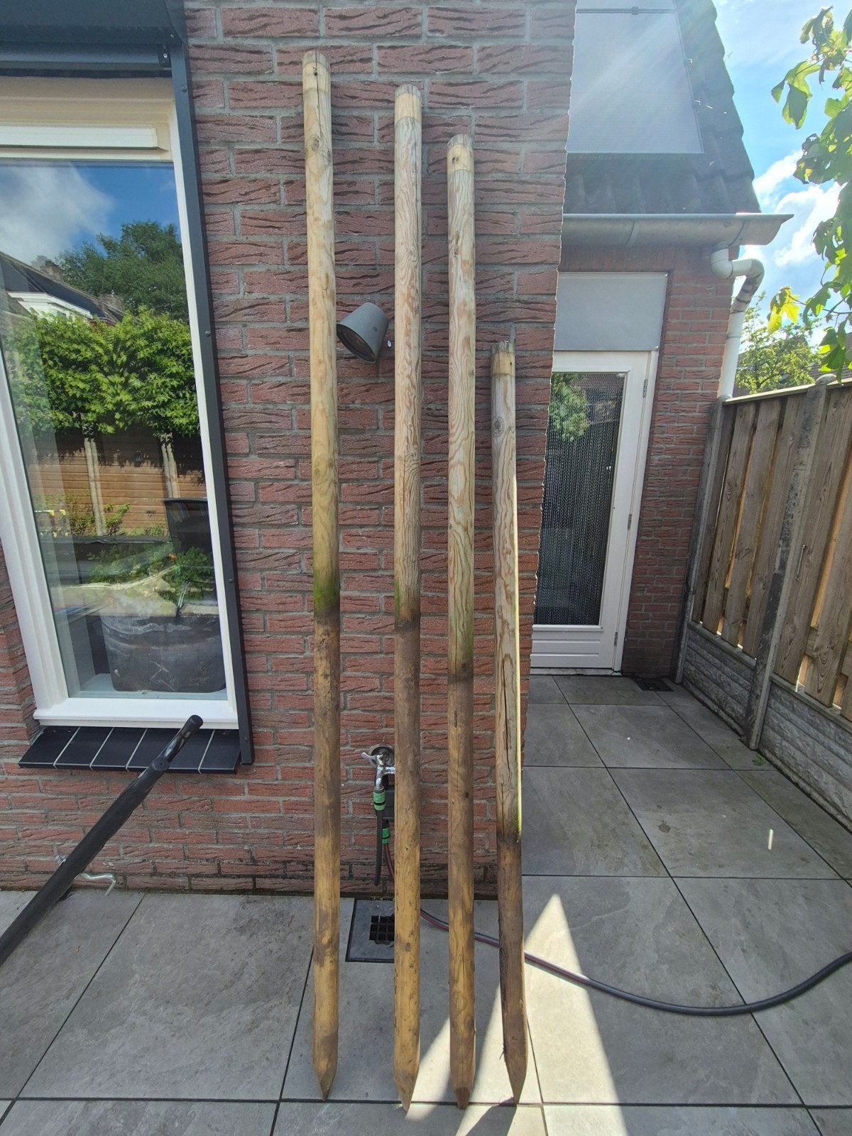 Tuinpalen 4 stuks diameter 60mm., Ophalen, Minder dan 180 cm, Palen