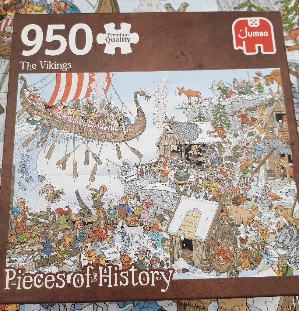 Jumbo puzzel 950 stukjes - The Vikings (Pieces of History), Ophalen of Verzenden, 500 t/m 1500 stukjes, Zo goed als nieuw, Legpuzzel