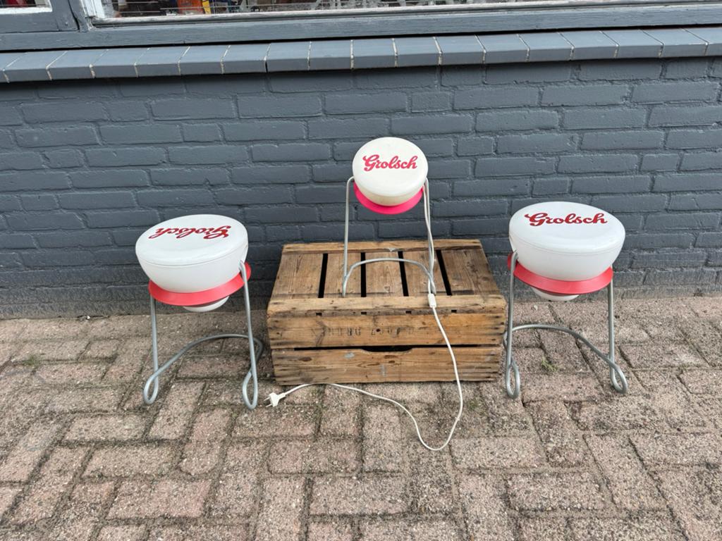 Grolsch reclame lichtbak en krukjes, Ophalen, Gebruikt, Reclamebord, Plaat of Schild, Grolsch