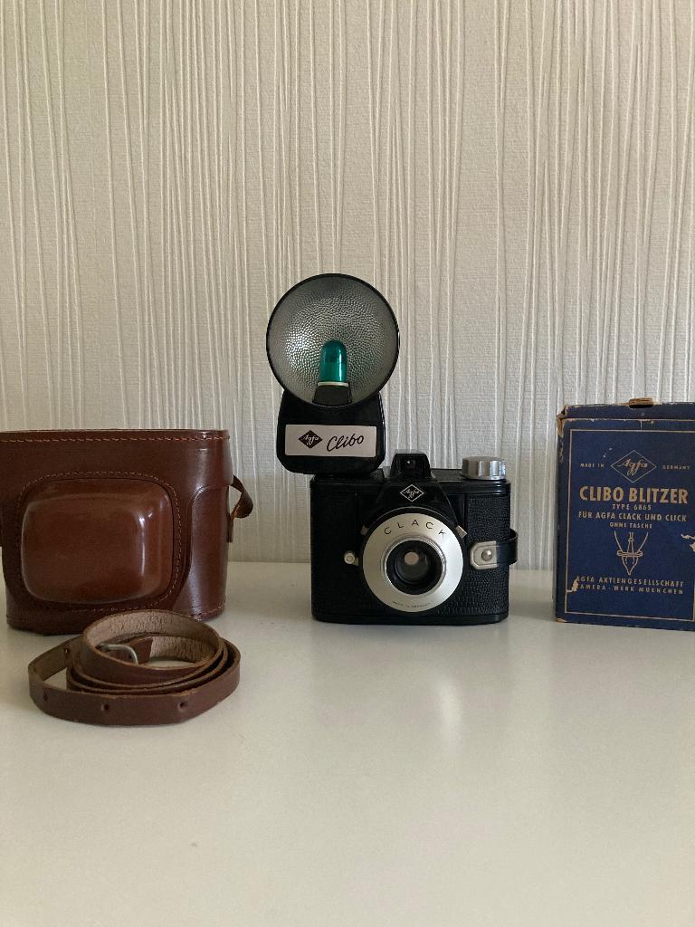 AGFA CLACK FOTOCAMERA + CLIBO BLITZER, Ophalen, Zo goed als nieuw, Compact, Overige Merken