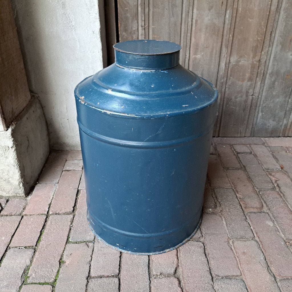 Oud winkelblik kruideniersblik bakkersblik blik blauw Etage3, Huis en Inrichting, Woonaccessoires | Overige, Gebruikt, ., Ophalen of Verzenden