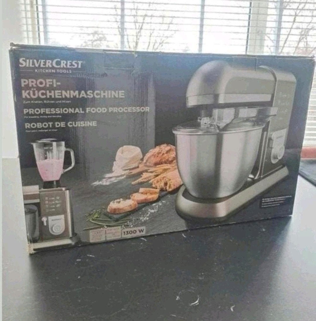 SilverCrest Keukenmachine + Glazen blender, Ophalen, 1 tot 2 liter, 3 snelheden of meer, Zo goed als nieuw