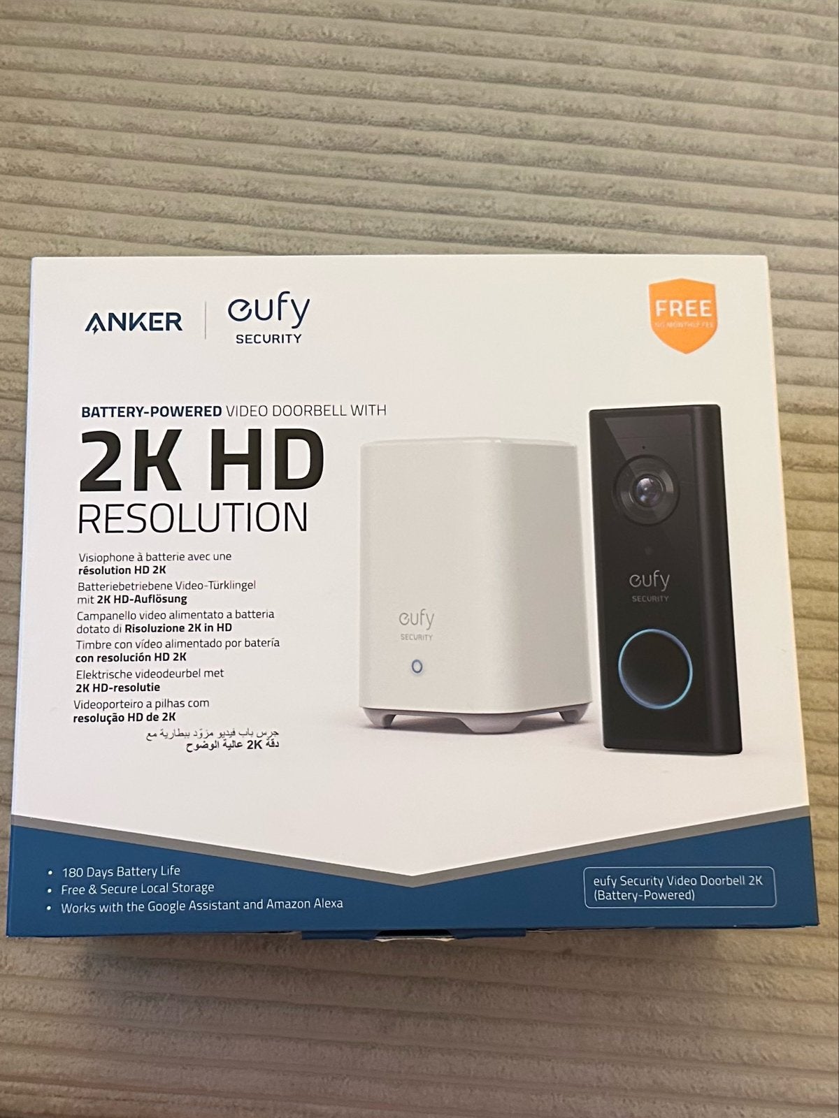 Eufy Video Deurbel 2K Batterij/Bedraad met Homebase 16GB, Huis en Inrichting, Deurbellen, Ophalen of Verzenden, Bewegingsdetectiesensor
