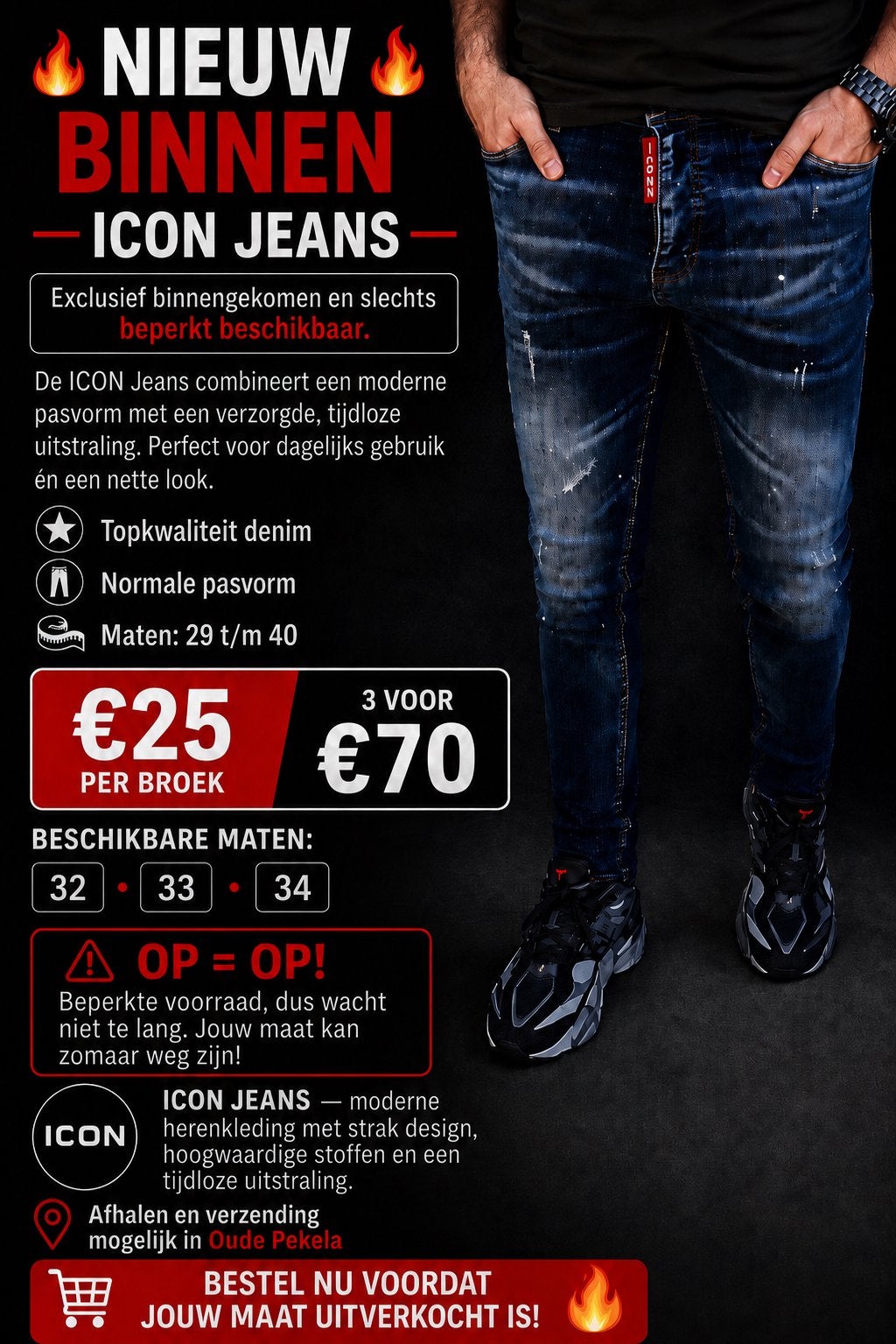 Icon jeans diverse maten, Kleding | Heren, Spijkerbroeken en Jeans, Ophalen of Verzenden, Nieuw, Blauw, W32 (confectie 46) of kleiner