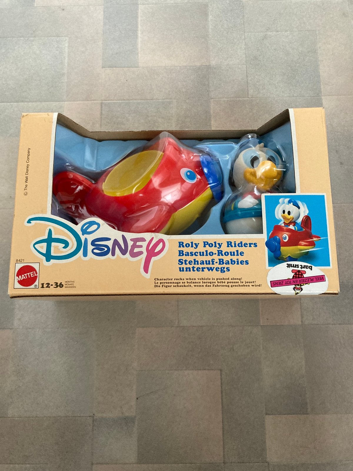 Disney Roly Poly Riders Donald Duck Vliegtuig Mattel, Ophalen of Verzenden, Nieuw, Auto, Met wieltjes
