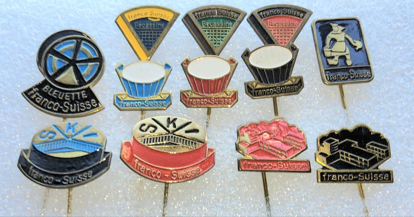 9 Vintage Franco-Suisse Speldjes Collectie, Ophalen of Verzenden, Gebruikt, Figuurtje, Speldje of Pin