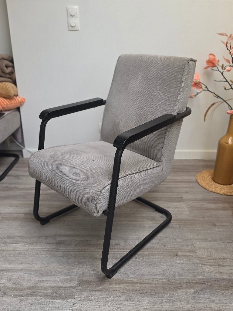 Fauteuil grijs ribstof - Woood, Ophalen, Gebruikt, Minder dan 75 cm, Modern comfortabel