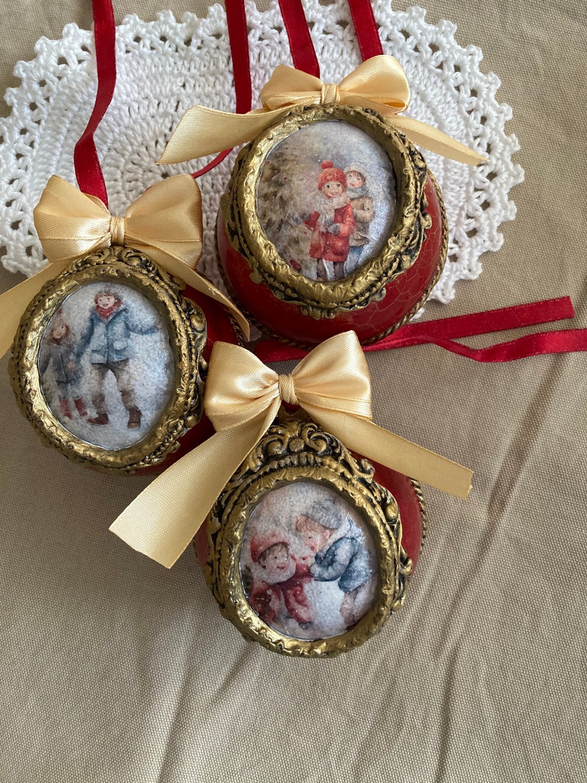 Met de gand gemaakte nostalgische kerst ballen decoratie, Verzenden, Nieuw