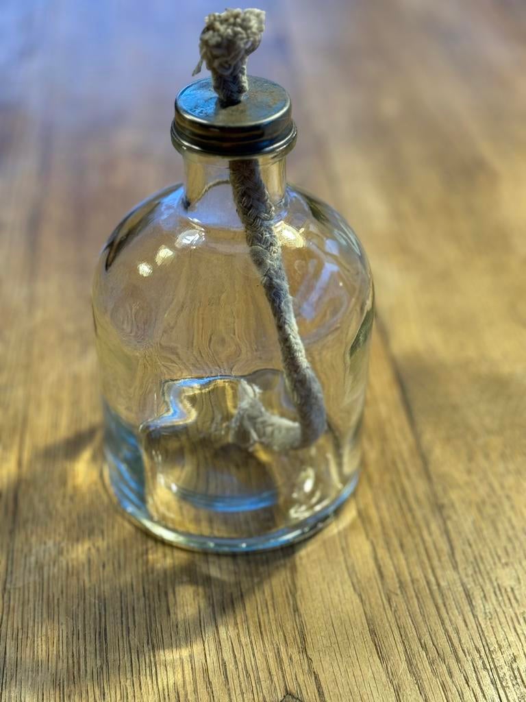 Mooie decoratieve glazen olielamp, Ophalen of Verzenden, Gebruikt