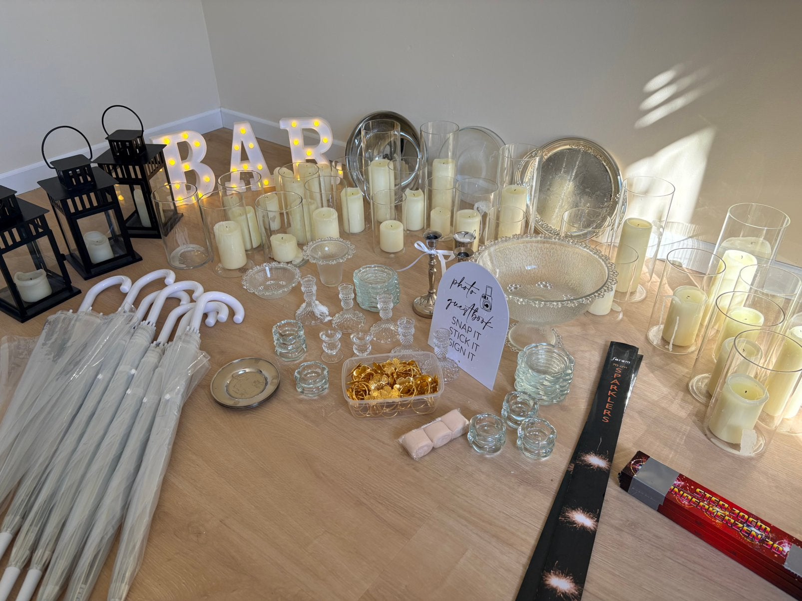 Bruiloft decoratie: windlichten, kaarsen en meer!, Ophalen, Versiering, Geboorte of Huwelijk