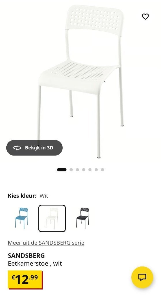 14 stapelbare Ikea stoelen (Sandsberg) met kussens (Justina), Huis en Inrichting, Stoelen, Ophalen, Wit, Zo goed als nieuw, Metaal