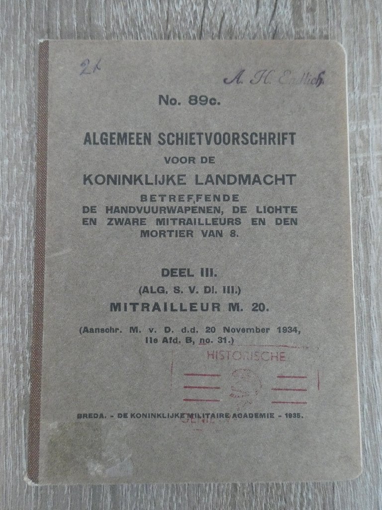 Algemeen schietvoorschrift, handvuurwapens, mitrailleuersM20, Verzamelen, Militaria | Tweede Wereldoorlog, Ophalen of Verzenden