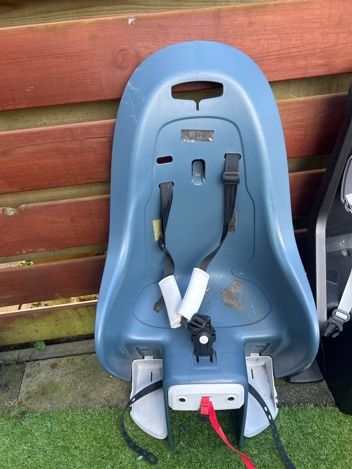Gebruikt fietszitje voor achterop, blauw, Ophalen of Verzenden, Gebruikt, Achterzitje, Voetsteuntjes