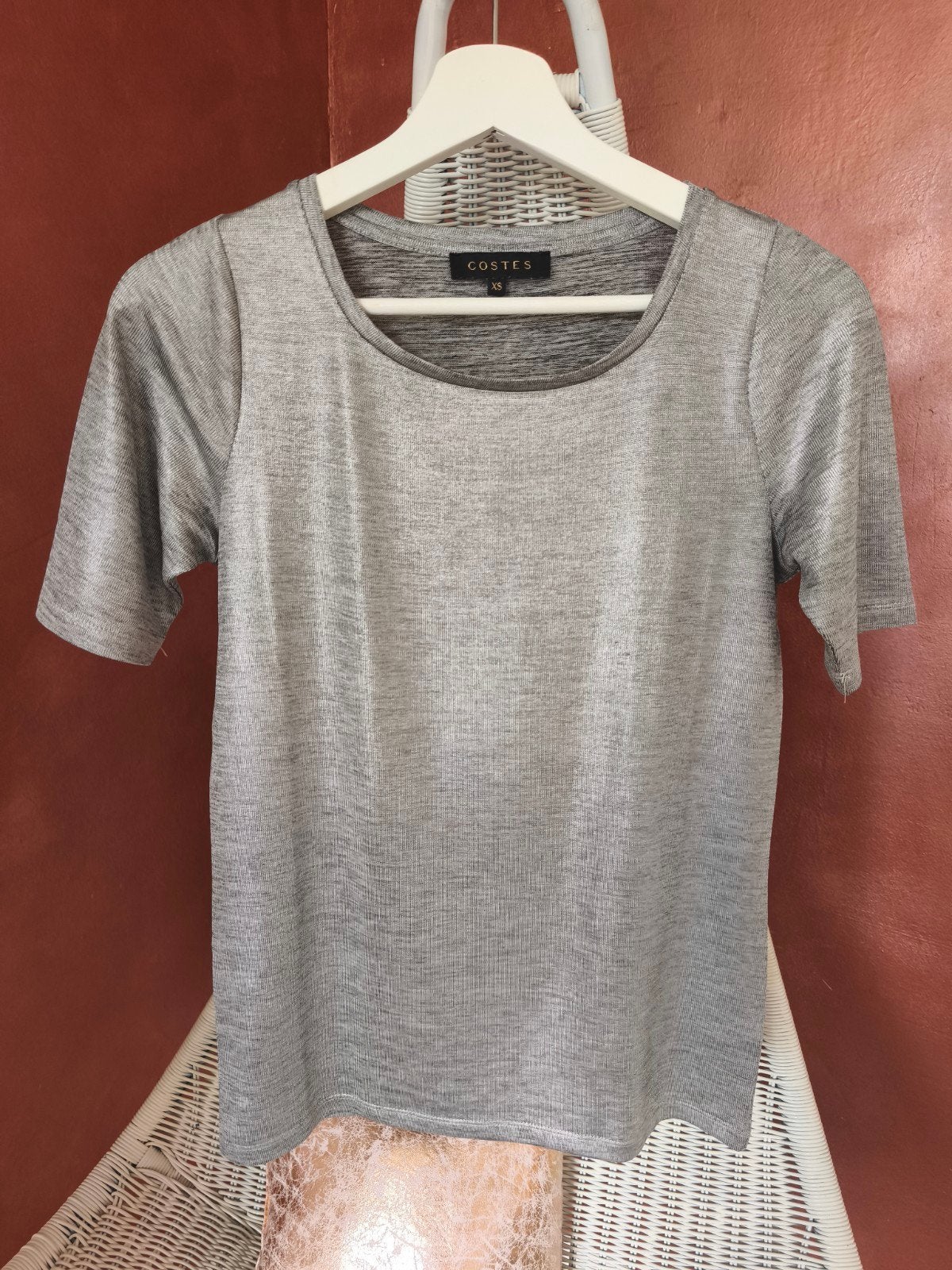 Costes - T-shirt Metallic zilver - mt xs, Verzenden, Zo goed als nieuw, Korte mouw, Costes