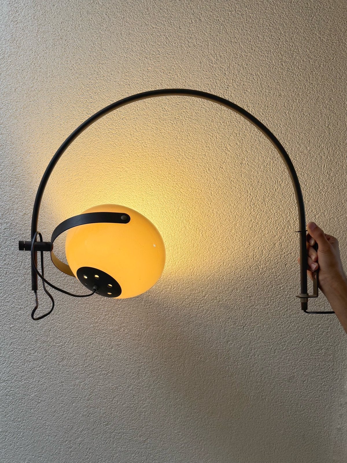 Vintage Mushroom Wandlamp, Anvia Dijkstra Herda Stijl MCM, Bruin, Zo goed als nieuw, Met schakelaar, E27 (groot)