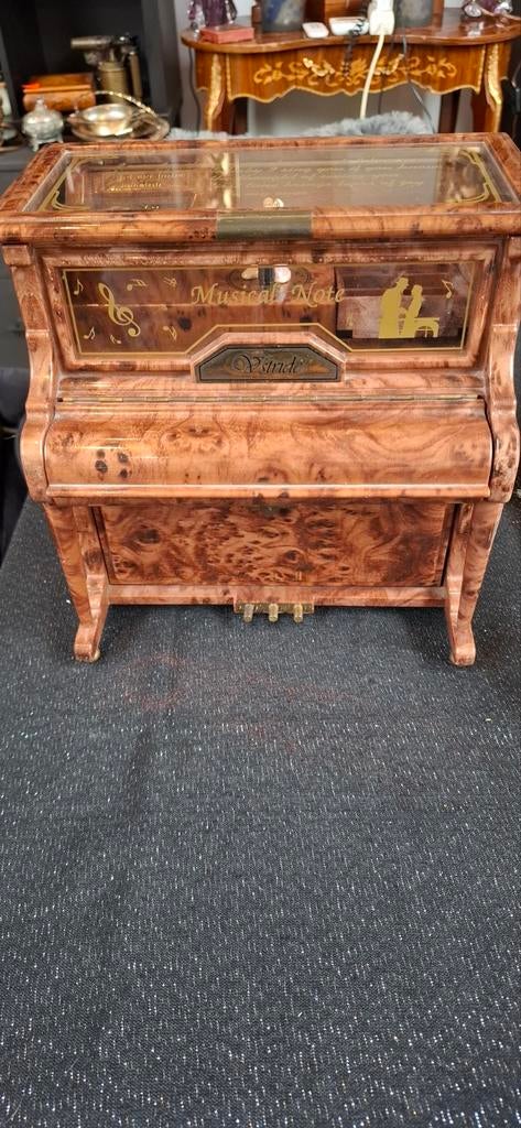 Vintage Muziekdoos Piano met Sieradenlade - 'Musical Note', Muziek en Instrumenten, Ophalen of Verzenden, Gebruikt
