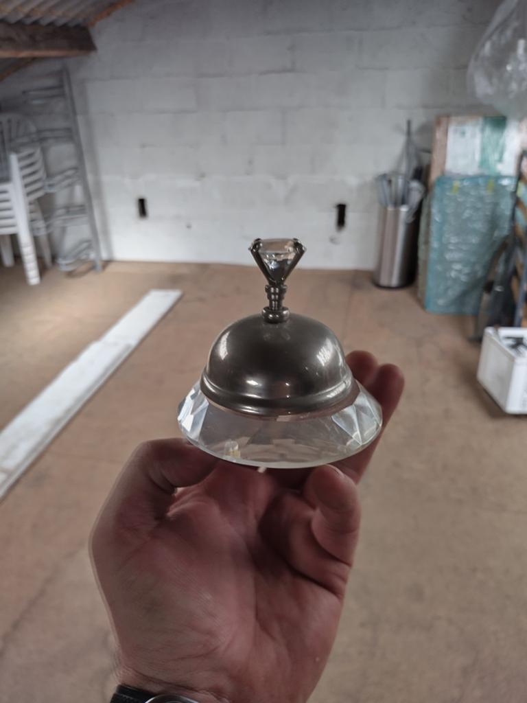 Tafelbel met kristallen handvat, Antiek en Kunst, Antiek | Glas en Kristal, Ophalen of Verzenden