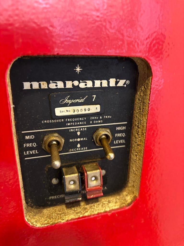 Marantz Imperial 7 Vintage Speakers - Rood, Gebruikt, Hews, 60 tot 120 watt, Front, Rear of Stereo speakers
