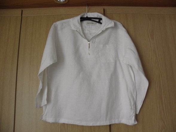 Net wit linnen communie shirt van HASSELS mt 140 prima staat, Gebruikt, Van Hassels, Ophalen of Verzenden, Shirt of Longsleeve