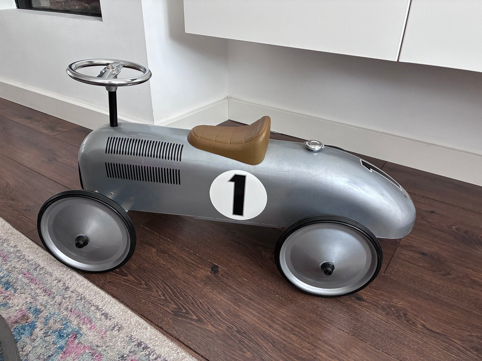 Vintage loopautoTrapauto Zilver 1 Jean retro roller, Kinderen en Baby's, Speelgoed | Speelgoedvoertuigen, Ophalen, Zo goed als nieuw