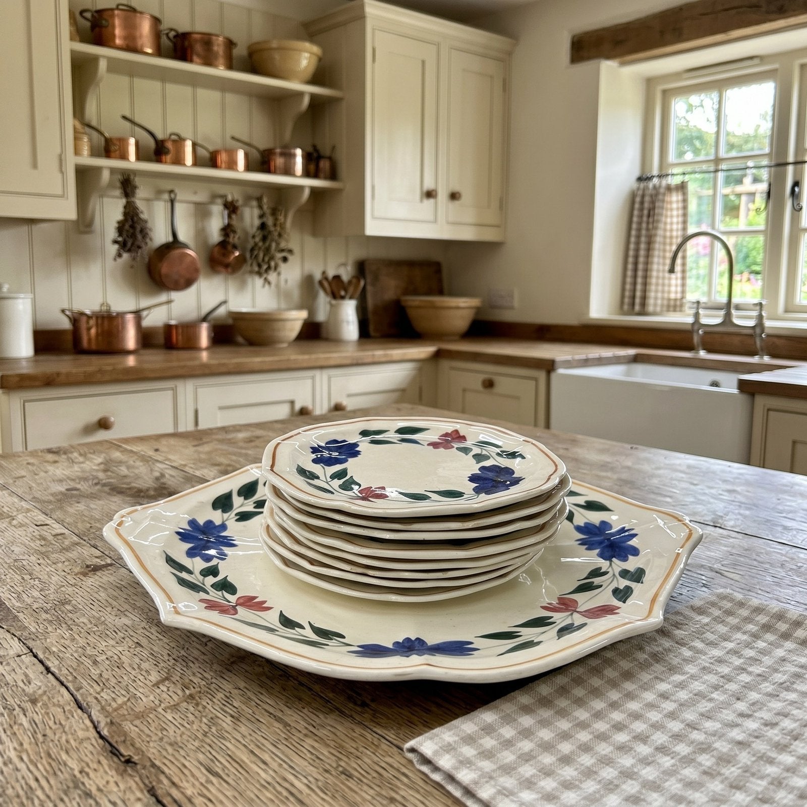 Boerenbont design 418 gebaksschaal en bordjes set, Ophalen of Verzenden