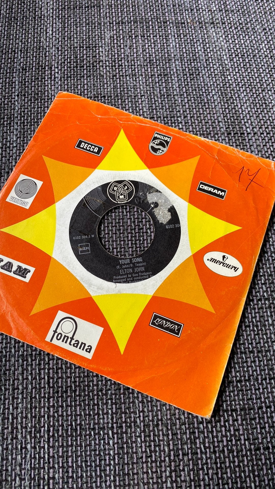 Vinyl single Elton John - Your song, Cd's en Dvd's, Vinyl Singles, Ophalen of Verzenden, Gebruikt, Pop
