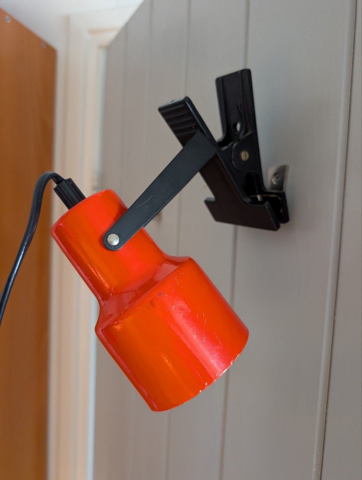 Vintage oranje knijplamp met schakelaar, Ophalen of Verzenden