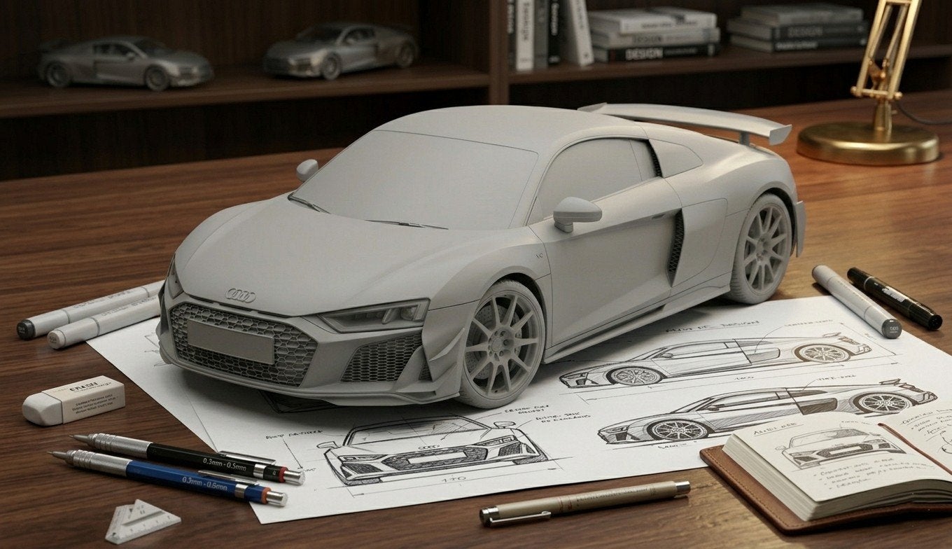 Gedetailleerd Audi R8 schaalmodel - Ongeverfd, Overige merken, Auto, 1:32 tot 1:50, Nieuw