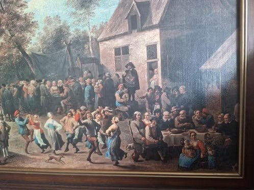 Schilderij Boerenkermis hh, Ophalen of Verzenden, Oud hollands, Stads- / dorpsgezicht