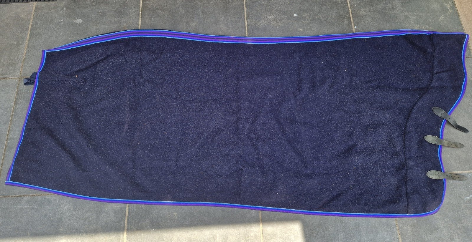 Te koop: mooie wollen blauwe deken - maat 215, Gebruikt, Extra Full (XL), Ophalen of Verzenden, Blauw
